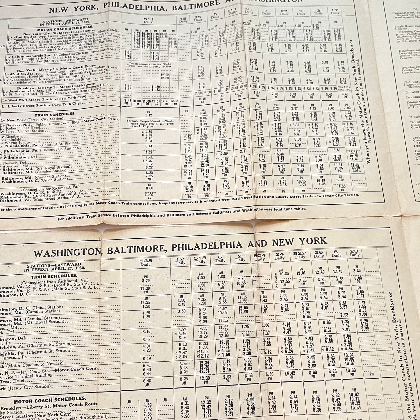 1930 B&O Railroad New York Newark Philadelphia Wilmington Baltimore Timetable B6