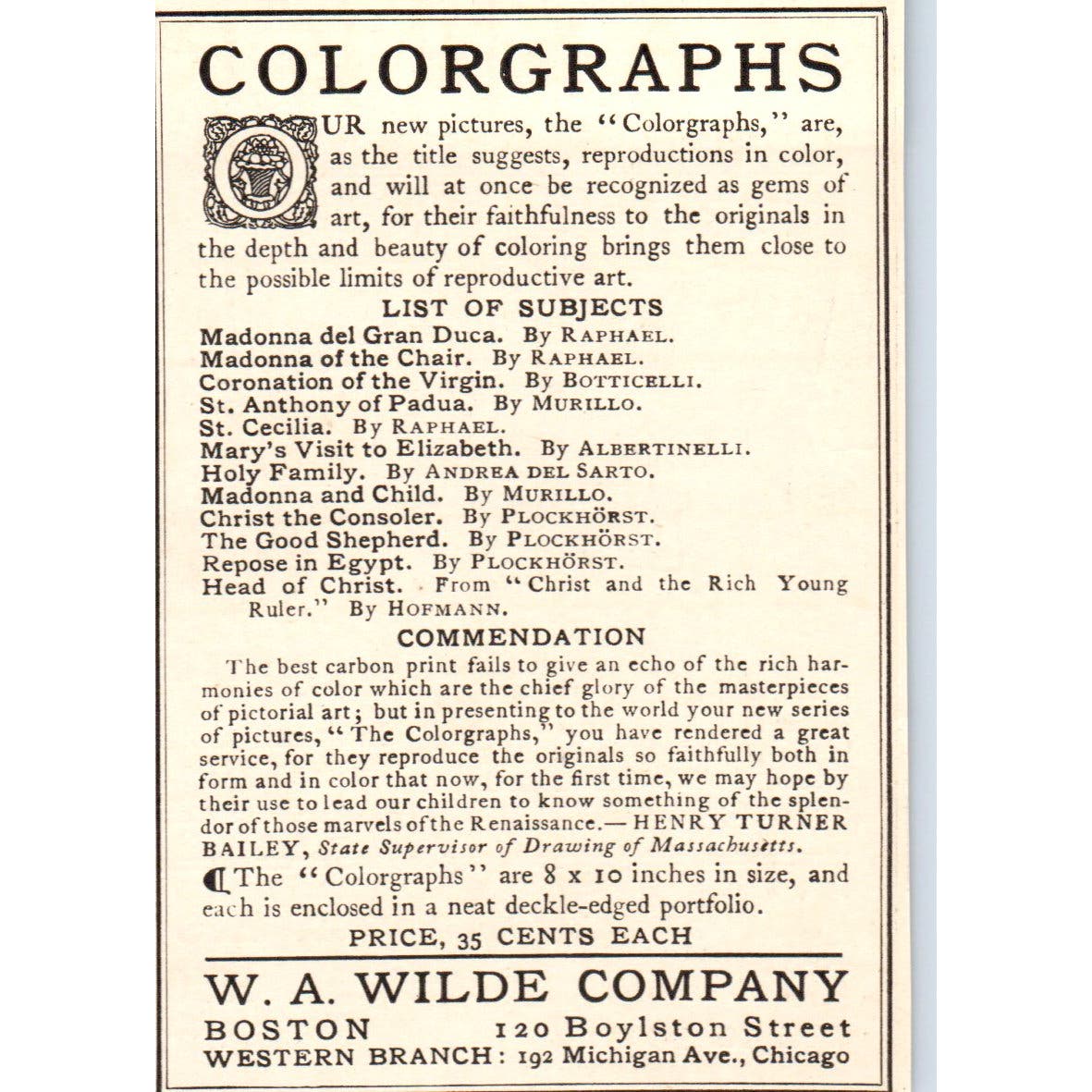 Colorgraphs W.A. Wilde Company Boston Chicago c1905 Victorian Ad AE9-MA6