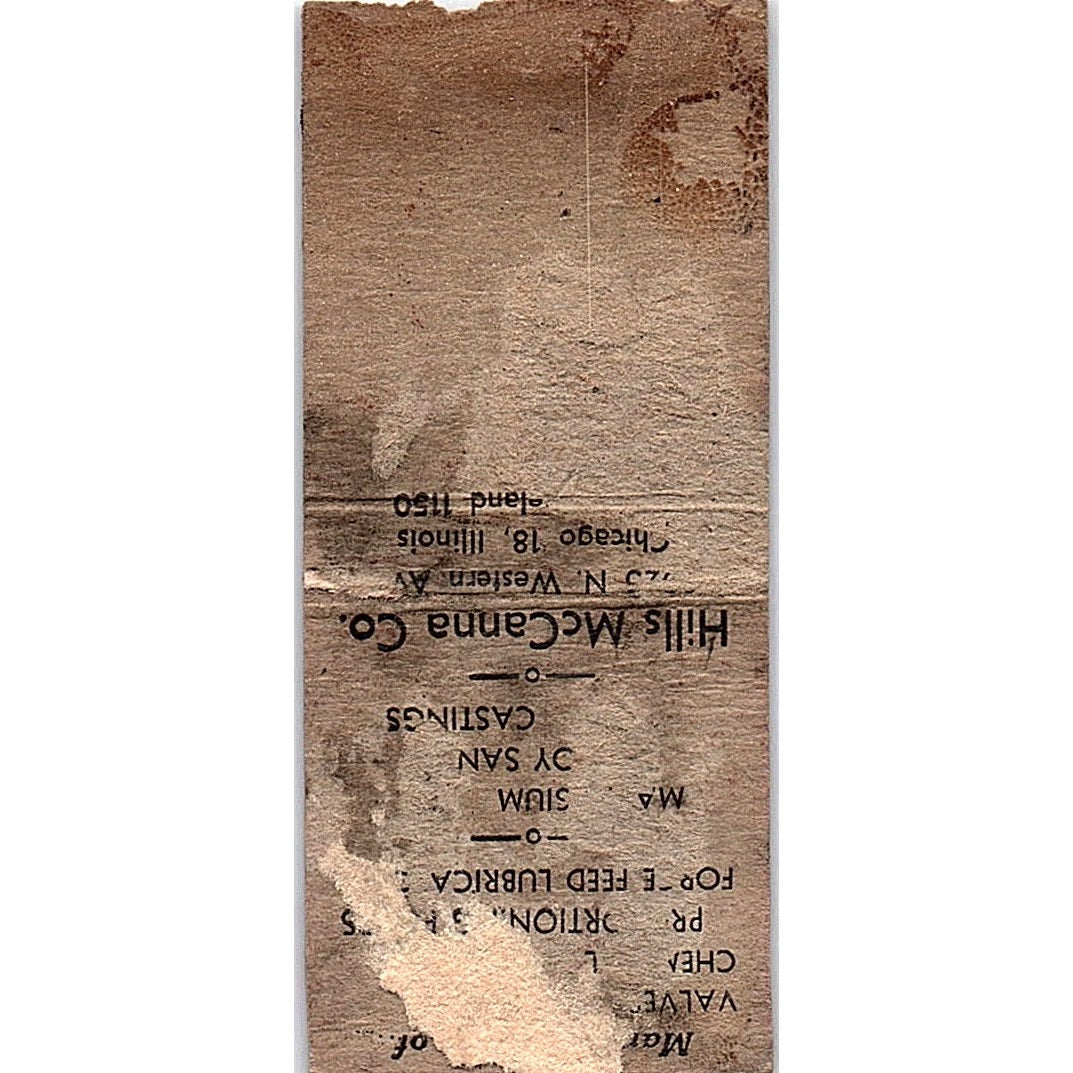 Hills McCanna Co Chicago Vintage Matchbook Cover SF3-Y7