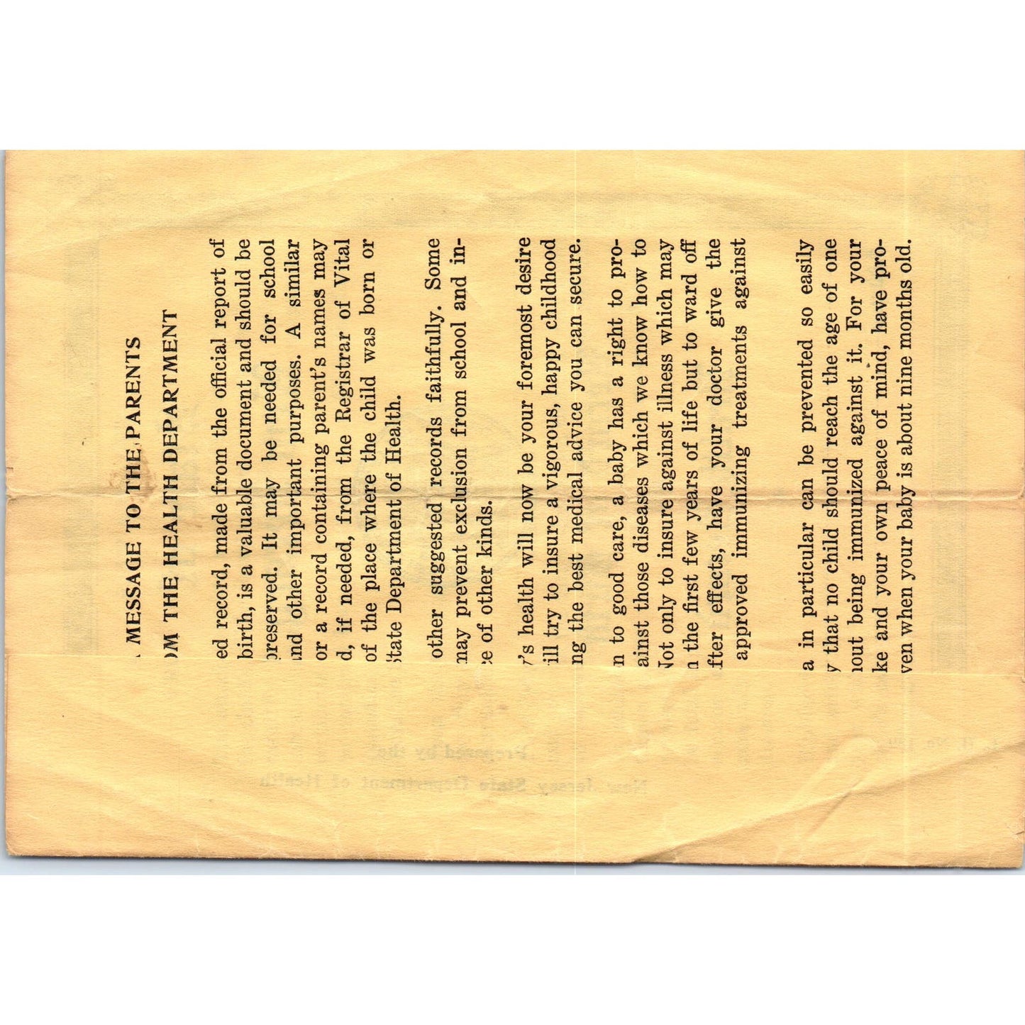 State of New Jersey Record of Birth and Health Joseph Leonard Arendt 1955 AB9