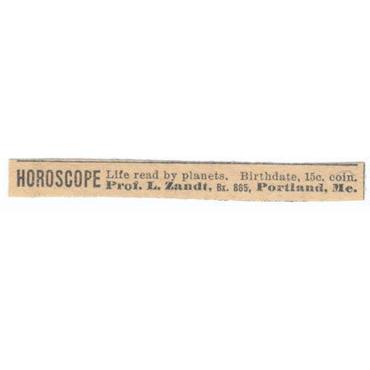 Horoscope Prof. L. Zandt Portland Maine Magazine Ad AF1-SS7