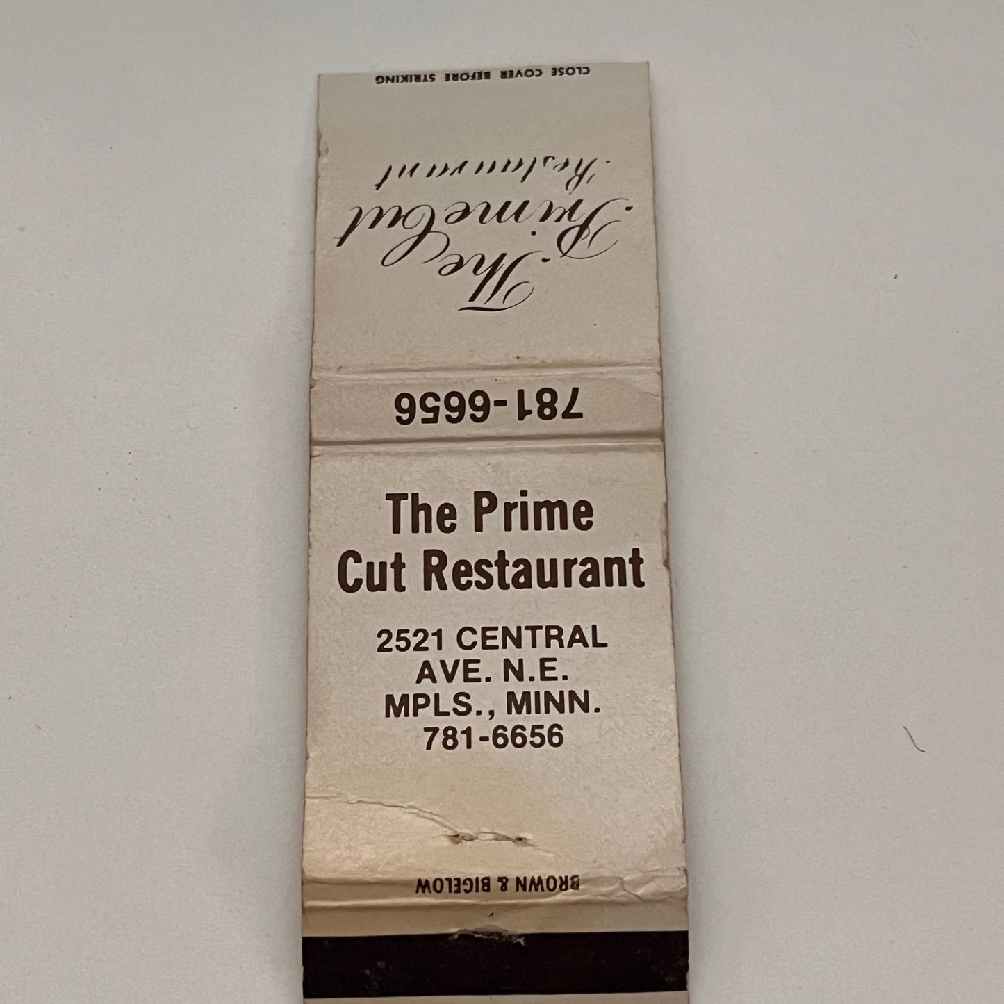 The Prime Cut Restaurant 2521 Central Ave Minneapolis MN Matchbook MB59-1