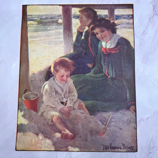 Ethel Pennewill Brown Leach - At the Beach Vintage 9x11" Art Print V21