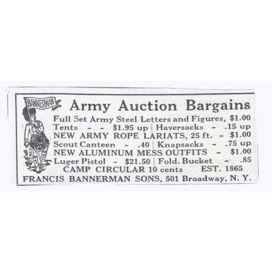 Francis Bannerman Sons NY Army Auctions c1918 Original Advertisement AE5-SA2