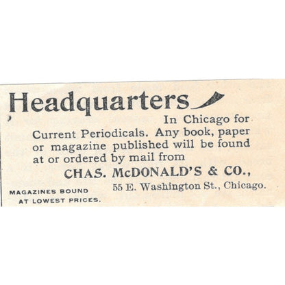 Chas. McDonald's & Co Periodicals Washington St. Chicago 1894 Ad AK6-S7