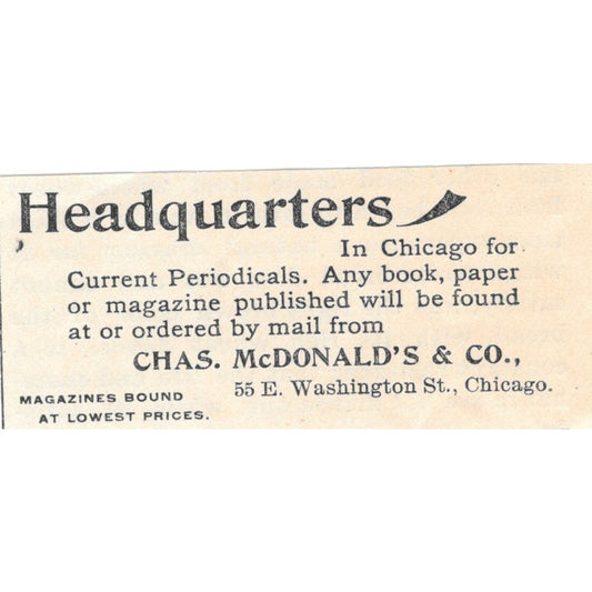 Chas. McDonald's & Co Periodicals Washington St. Chicago 1894 Ad AK6-S7