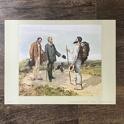Vintage Courbet - Bonjour, Monsieur Courbet Lithograph Art Print 9x12 V4
