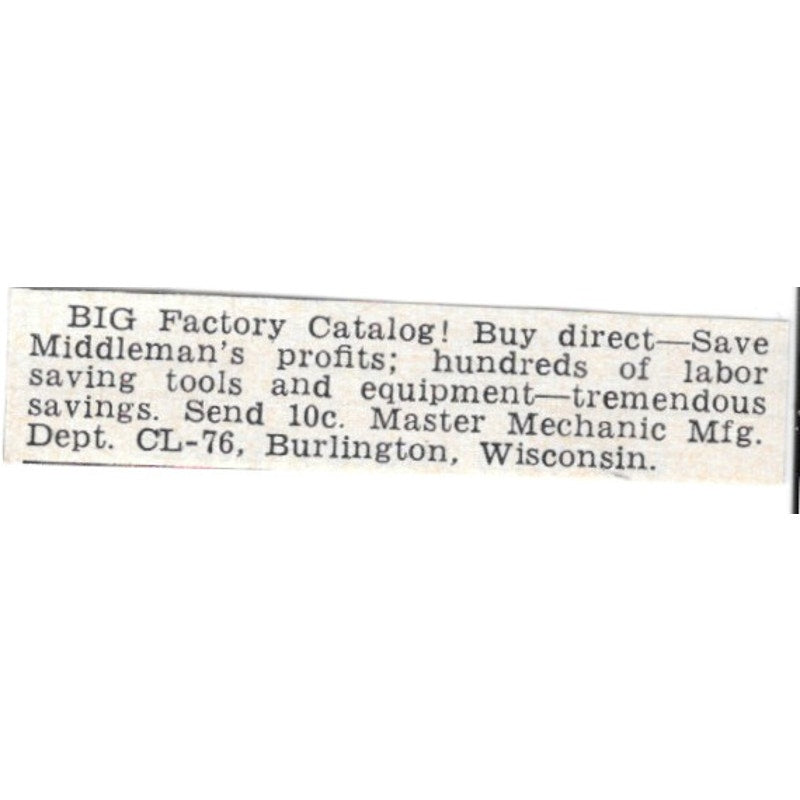 Master Mechanic Manufacturing Burlington Wisconsin 1955 Ad AG1-S6