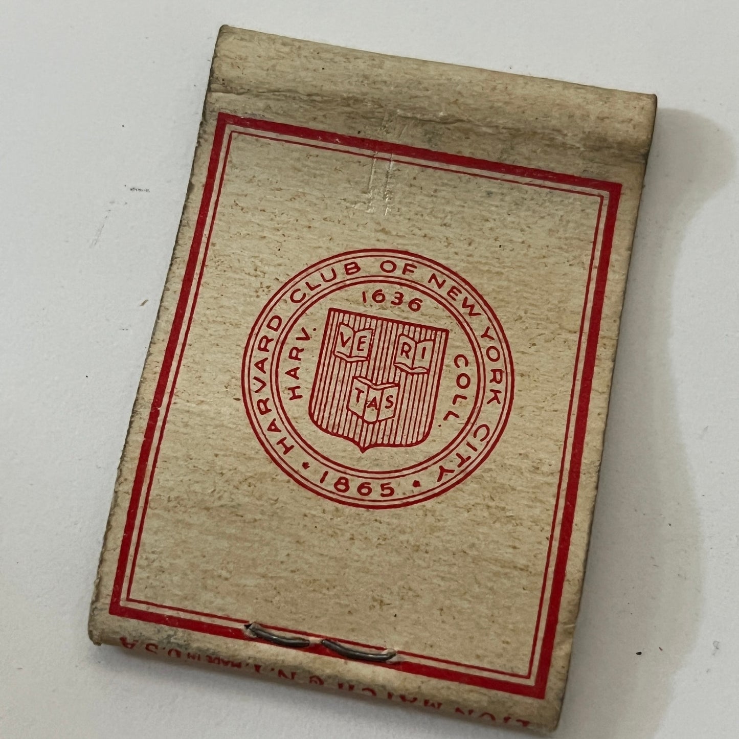 Harvard Club of New York City Vintage Matchbook Cover TB6-MB1-2