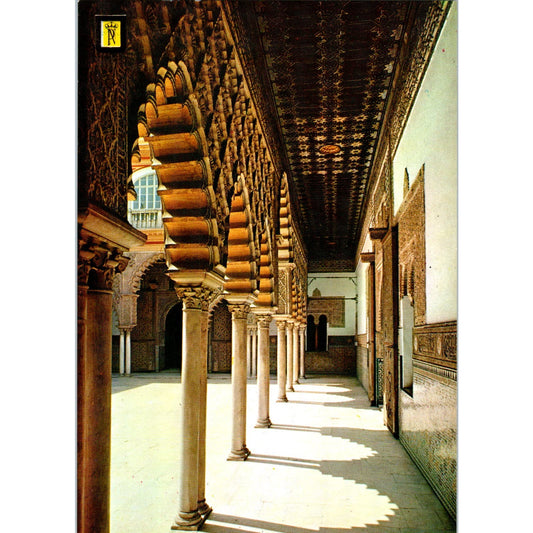 Reales Alcázares De Sevilla Galería Del Patio De Las Doncellas Vtg Postcard PD1