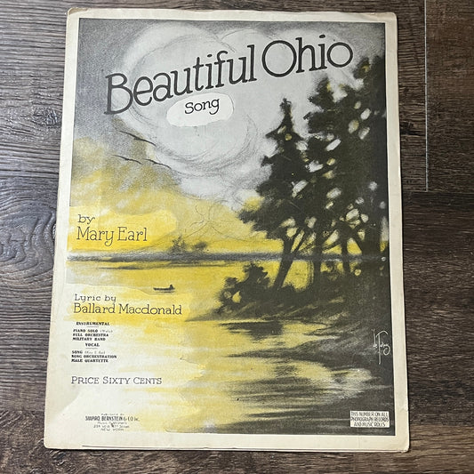 Beautiful Ohio Mary Earl Ballard Macdonald 1918 Sheet Music V13