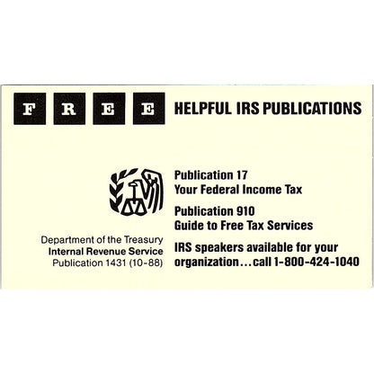Free Helpful IRS Publications Tax & Refund Information Business Card SF3-B3