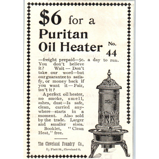 Puritan Oil Heater Cleveland Foundry Co c1905 Original Advertisement AE7-A3