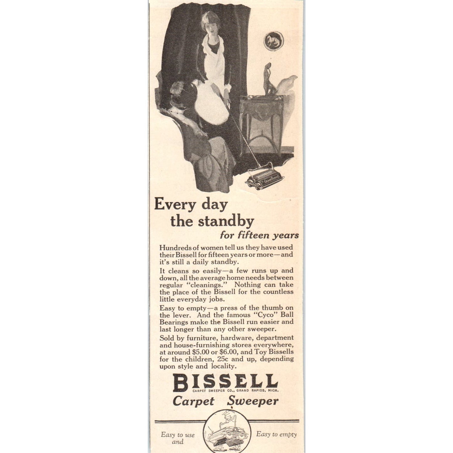 Bissell Carpet Sweeper Grand Rapids MI 1924 Magazine Ad AF7-LJ1
