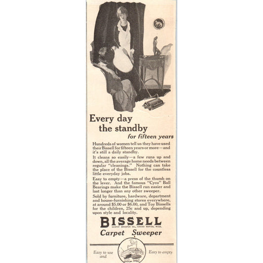 Bissell Carpet Sweeper Grand Rapids MI 1924 Magazine Ad AF7-LJ1