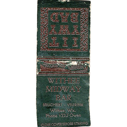 Withee Midway Bar Bruchert Veurink Withee WI Vintage Matchbook Cover SC7-Y10