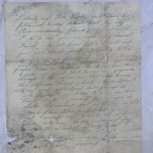 Early 1800s Handwritten Letter from Dying Woman Sabra Ballow Burrillville RI AE6
