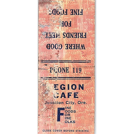 Legion Cafe Junction City OR Vintage Matchbook Cover SC7-Y9