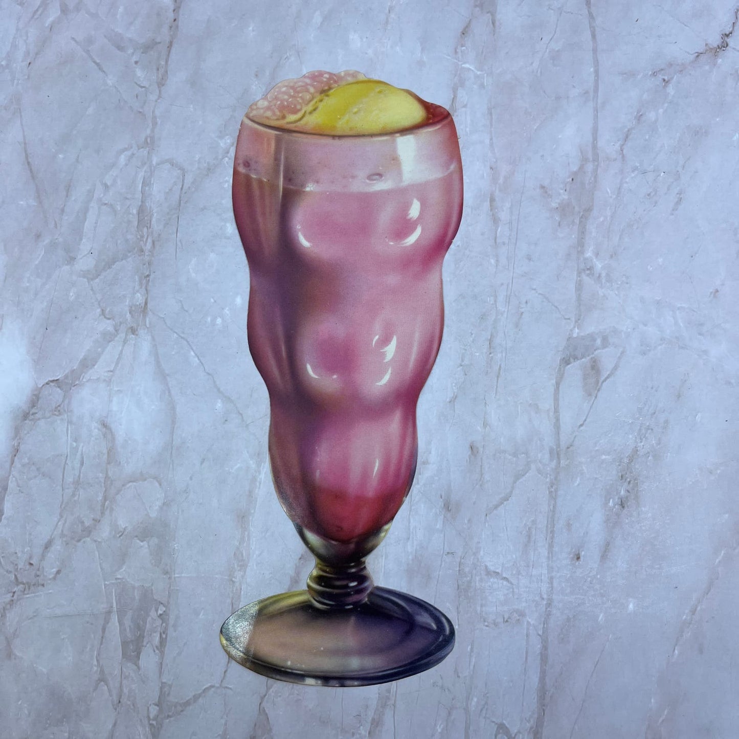1950s Die Cut Strawberry Milkshake Malted Milk  Soda Fountain Die Cut 9" AF1