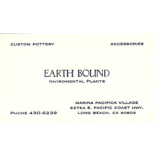Earth Bound Environmental Plants, Long Beach CA Vintage Business Card SF3-B8