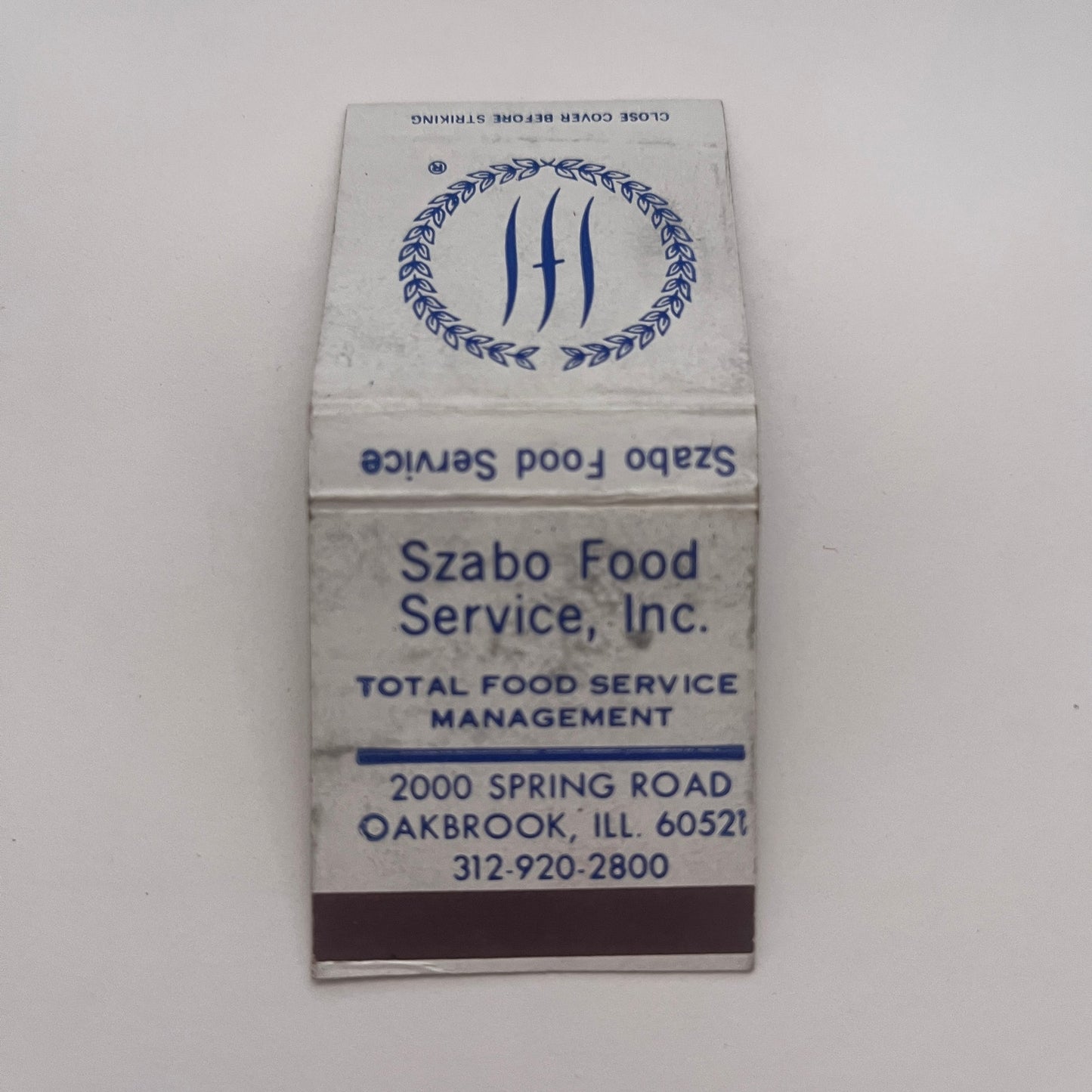 Szabo Food Service Inc Oak Brook IL Vintage Matchbook Cover TB8-MB2-2