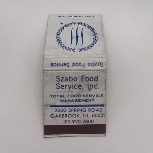 Szabo Food Service Inc Oak Brook IL Vintage Matchbook Cover TB8-MB2-2