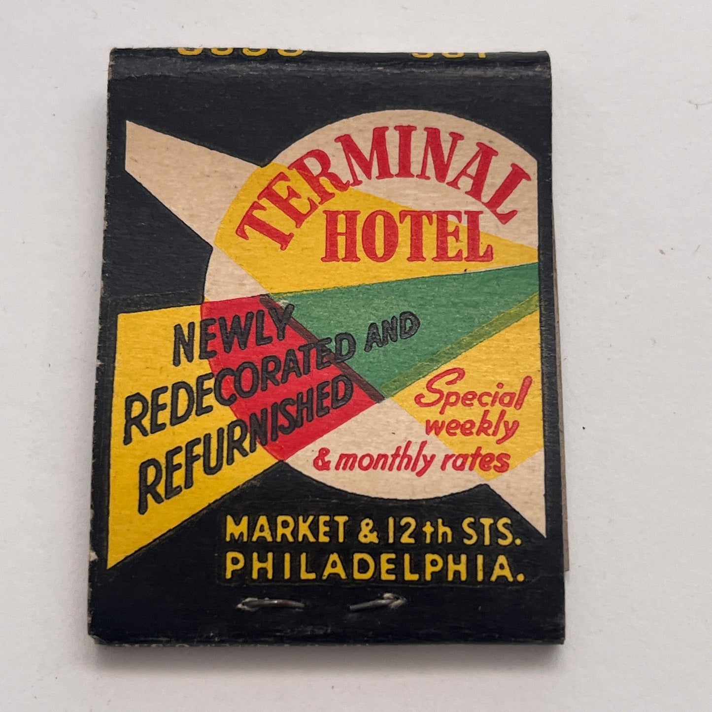 Terminal Hotel Market & 12th St Philadelphia Vintage Matchbook Cover TB8-MB-7