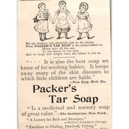 Packer's Tar Soap Children Cheerfully Join the Chorus 1892 Magazine Ad AK6-M1