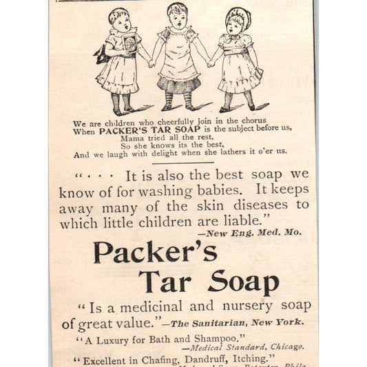 Packer's Tar Soap Children Cheerfully Join the Chorus 1892 Magazine Ad AK6-M1