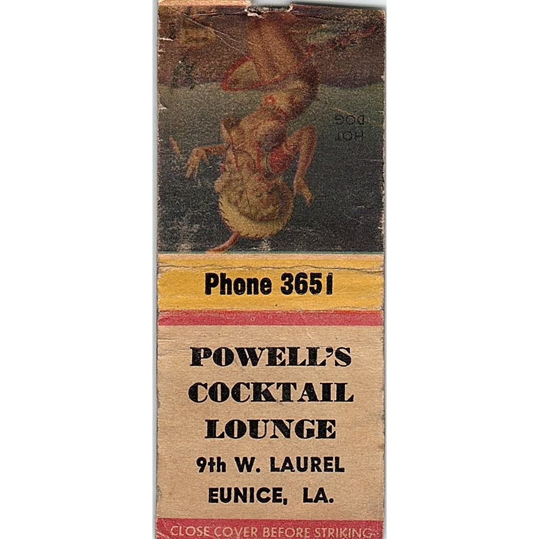 Powell's Cocktail Lounge Eunice LA Pinup Vintage Matchbook Cover SC7-Y5