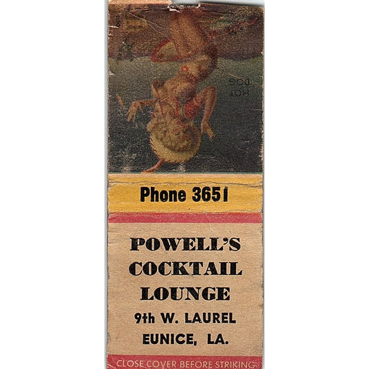 Powell's Cocktail Lounge Eunice LA Pinup Vintage Matchbook Cover SC7-Y5
