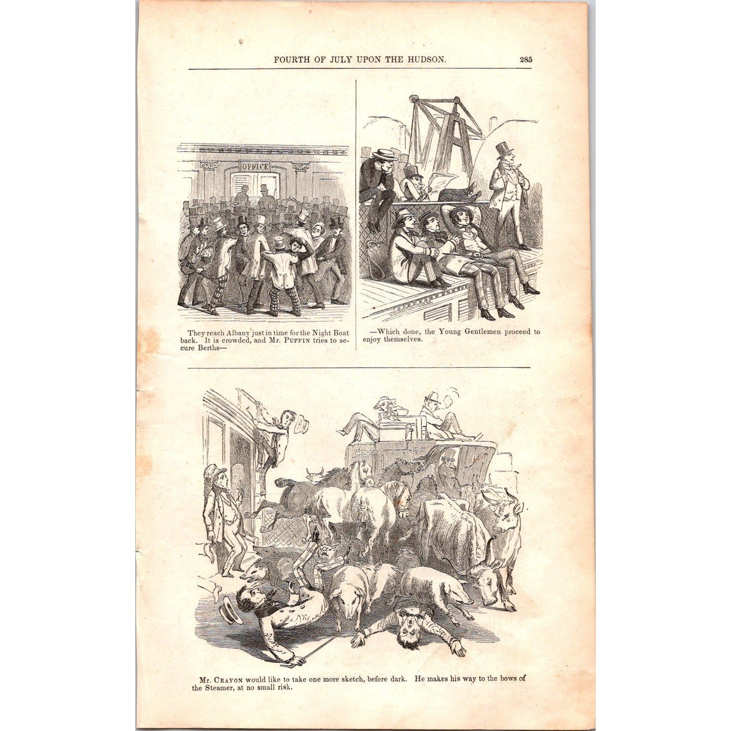 Fourth of July on the Hudson Illustrated - 3 Pages 1854 Article I19