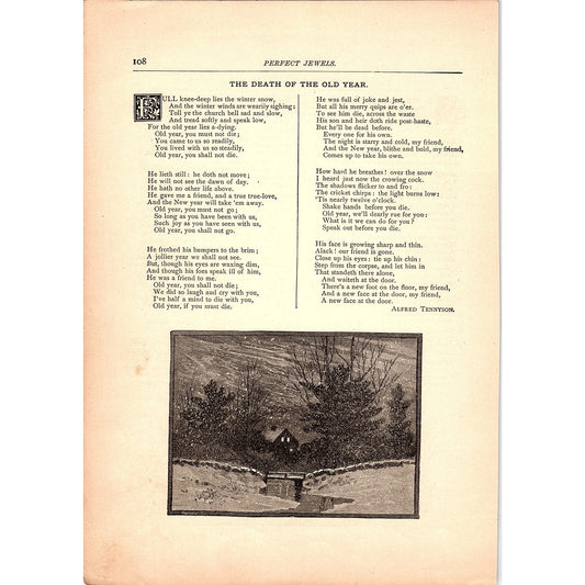 The Death of the Old Year Tennyson, Closing Scene Thomas Read 1884 Poem TA5-CJ-3