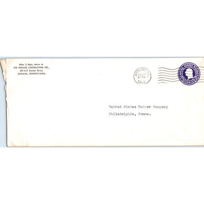 1950 The Rhoads Contracting Co Ashland PA Postal Cover Envelope TH9-L2