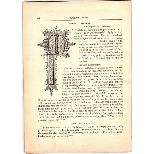 Happy Thoughts - Henry Ward Beecher 2 Pages 1884 Poem TA5-CJ-4