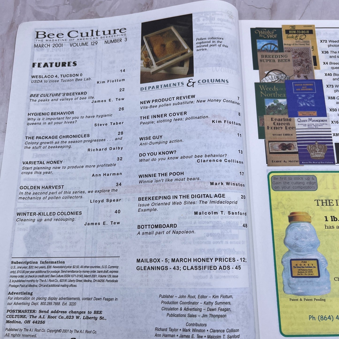 2001 Mar - Gleanings in Bee Culture Magazine - Bees Beekeeping Honey M32