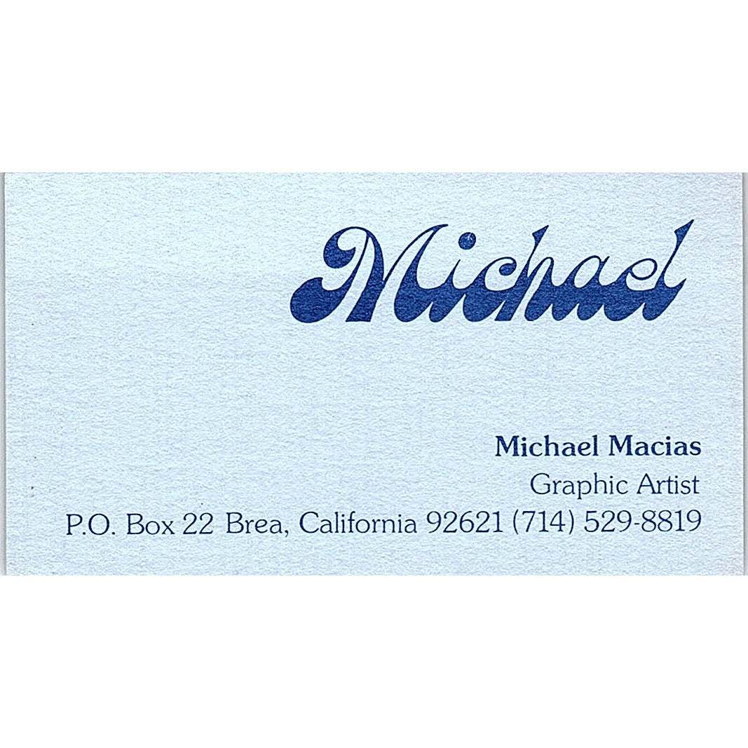 Michael Macias Graphic Artist Brea CA Vintage Business Card SE3-B12