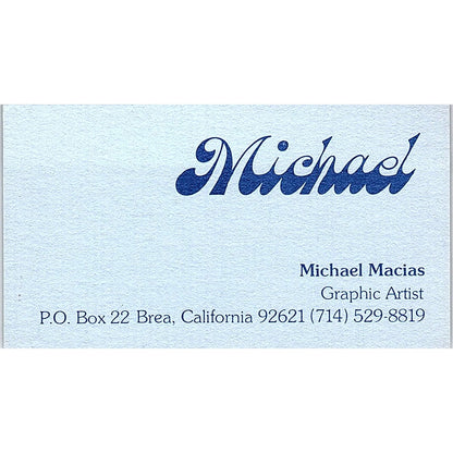 Michael Macias Graphic Artist Brea CA Vintage Business Card SE3-B12