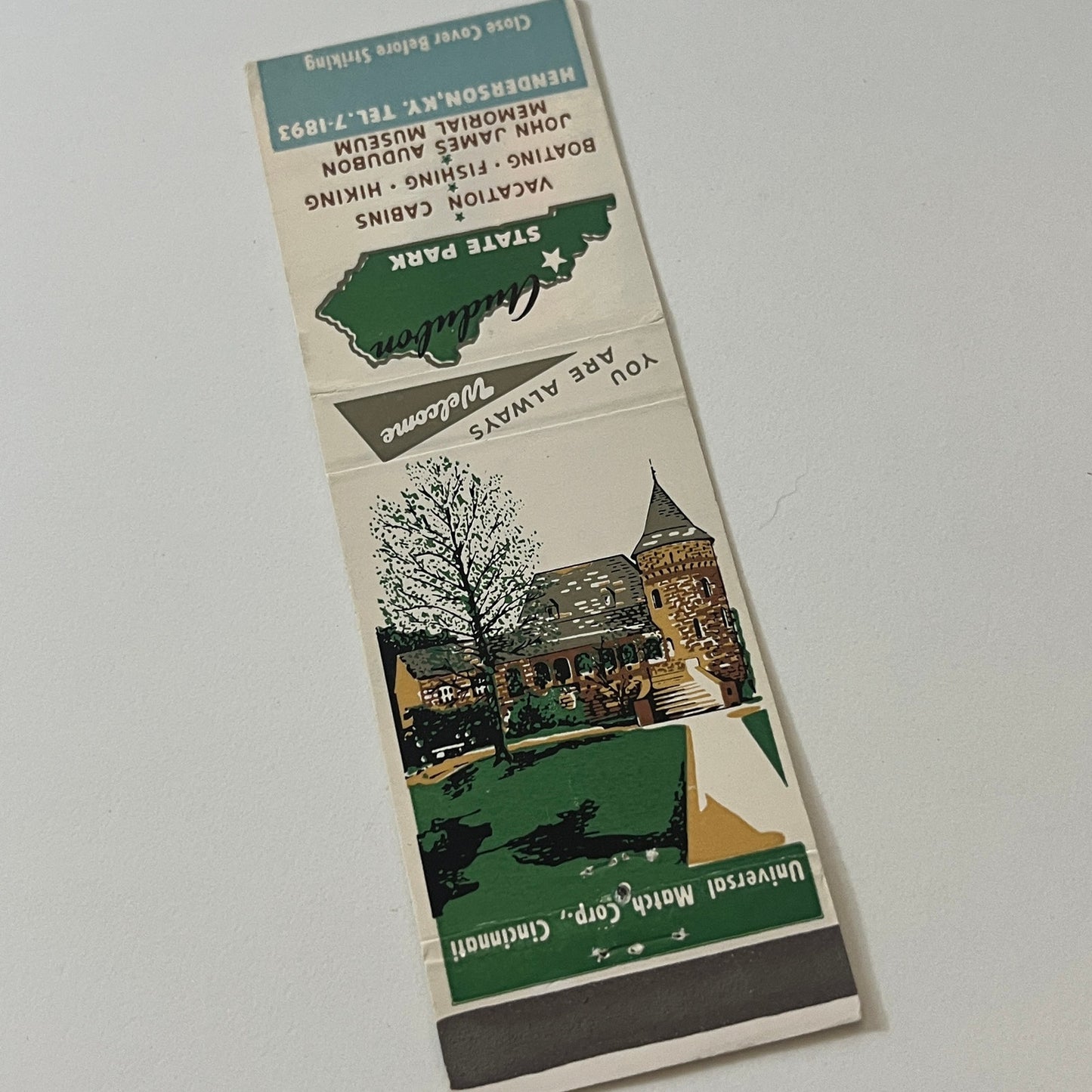 Audubon State Park Henderson Kentucky Vintage Matchbook Cover MB59-4