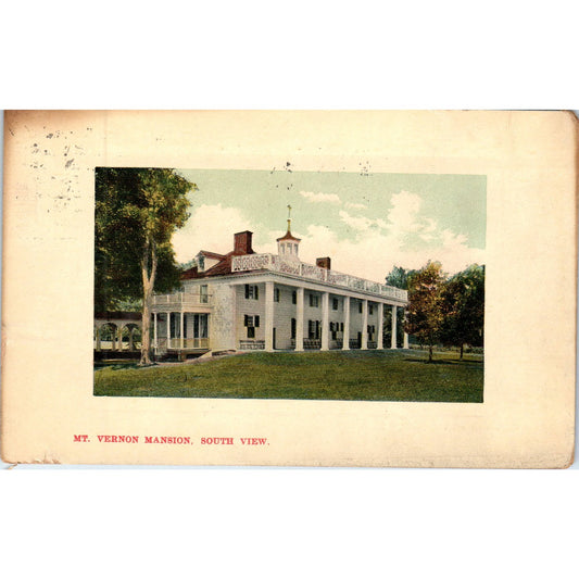 1910 Mt. Vernon Mansion South View Vintage Original Postcard PD3
