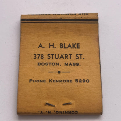 Endicott Forgings A.H. Blake 378 Stuart St Boston MA Matchbook Cover TB8-MB2-8