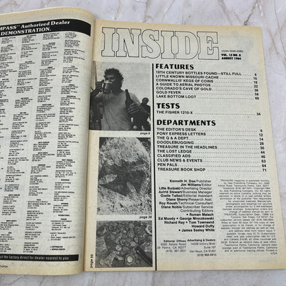 1984 Aug - Treasure Magazine - Treasure Hunting Metal Detecting Gold Coins M10