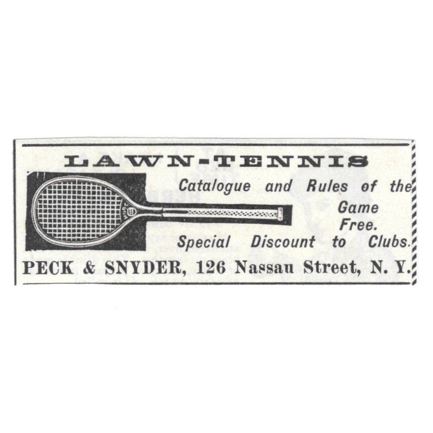 Lawn Tennis Peck & Snyder Nassau St. NY c1890 Victorian Ad AE8-CH11