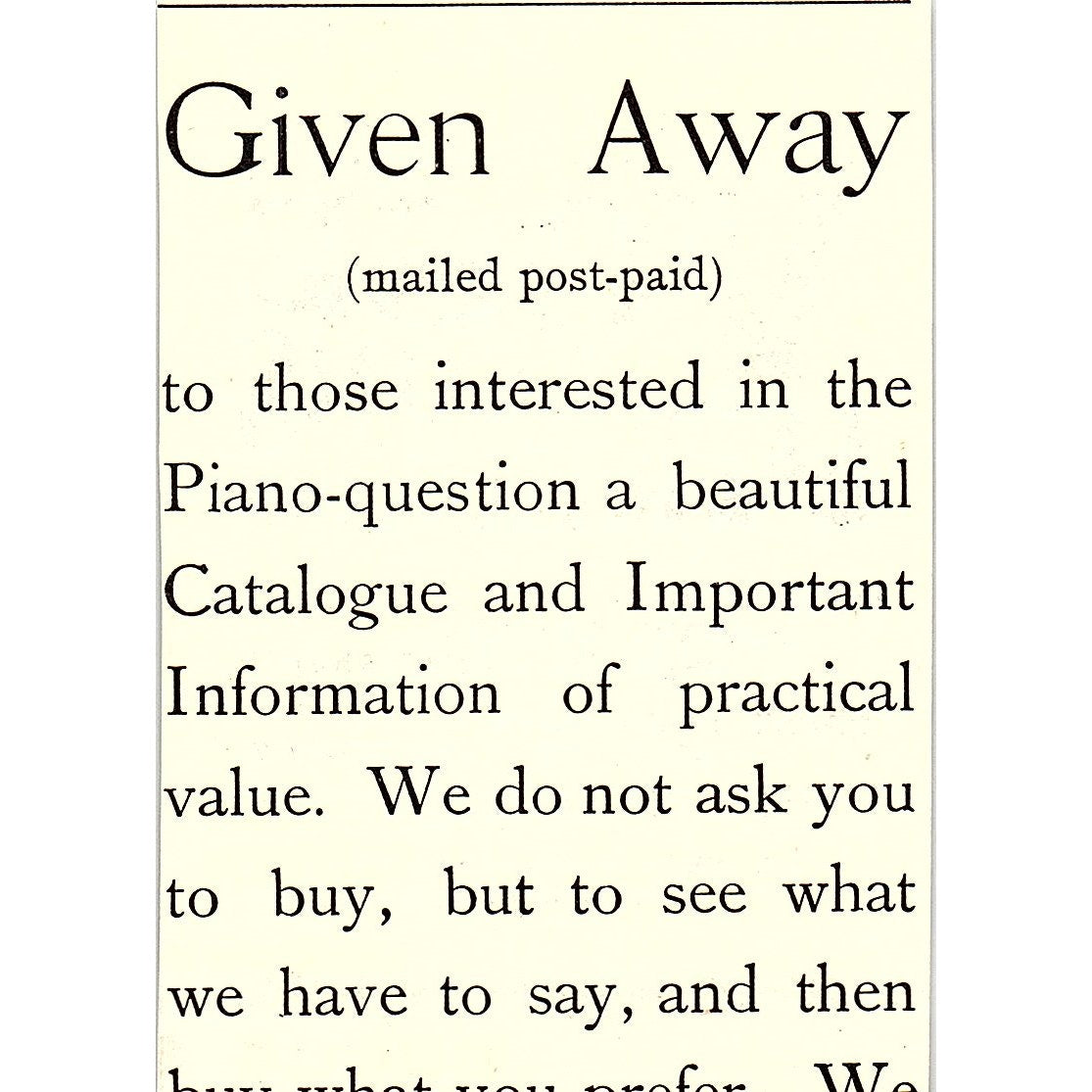 Vose & Sons Pianos Co 170 Tremont St Boston MA 1892 Ad AG2-M9