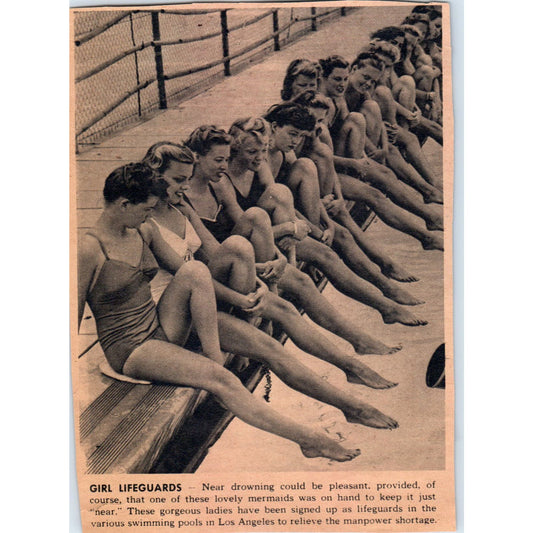 Girl Lifeguards at Los Angeles Swimming Pools 1943 Magazine Article AB9-NPG