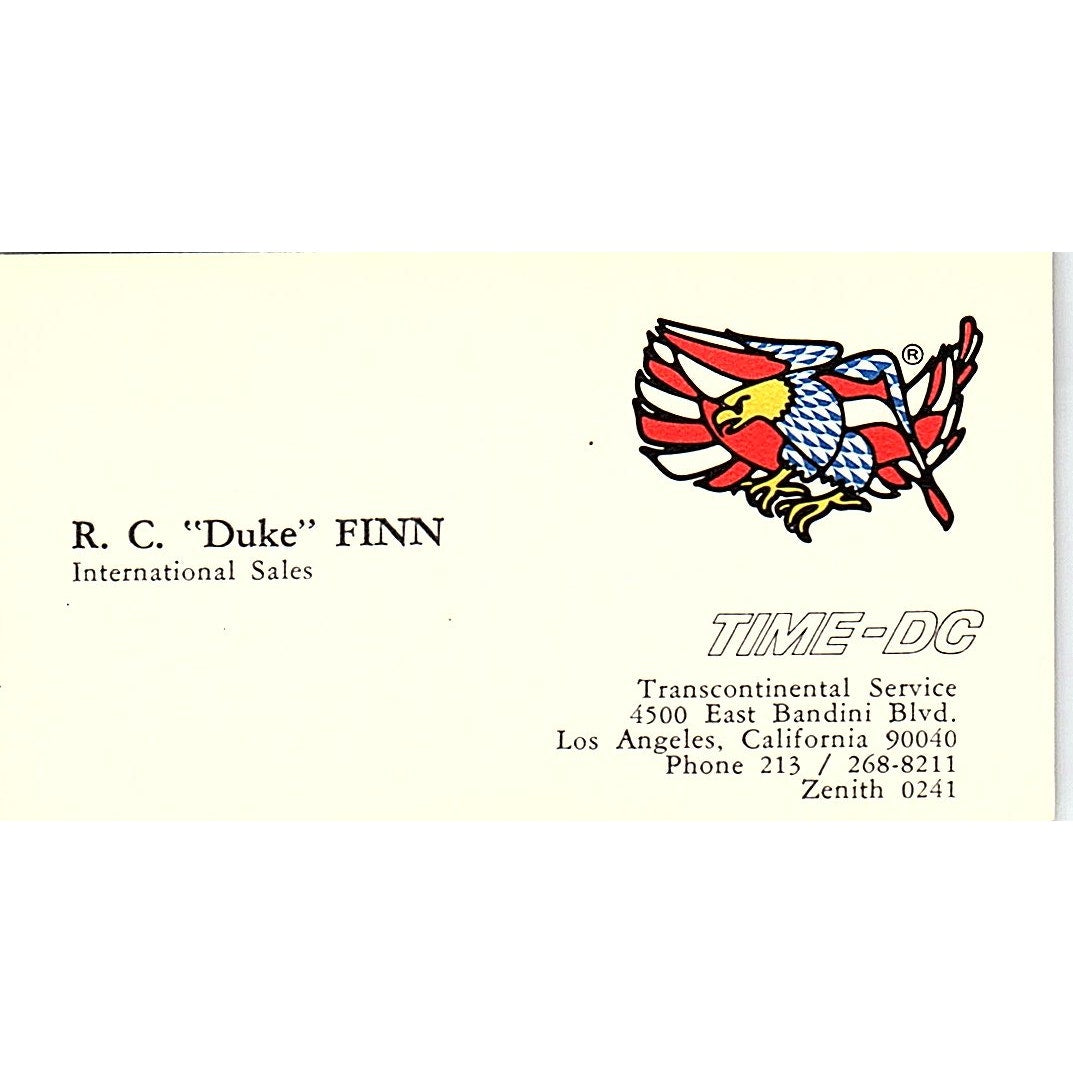 Transcontinental Service R.C. Duke Finn Los Angeles CA Business Card SB4-B6