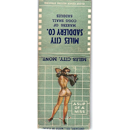 Miles City Saddlery Co Coggshall Saddles MT Pinup Matchbook Cover SF3-Y3