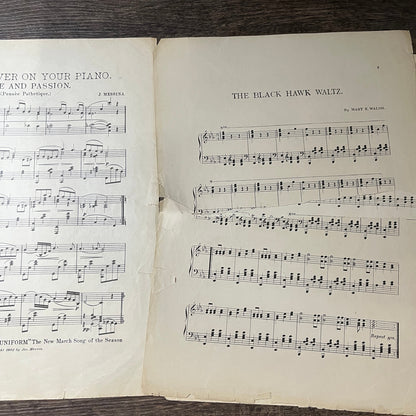 Black Hawk Waltzes Mary E. Walsh 1902 Sheet Music V13