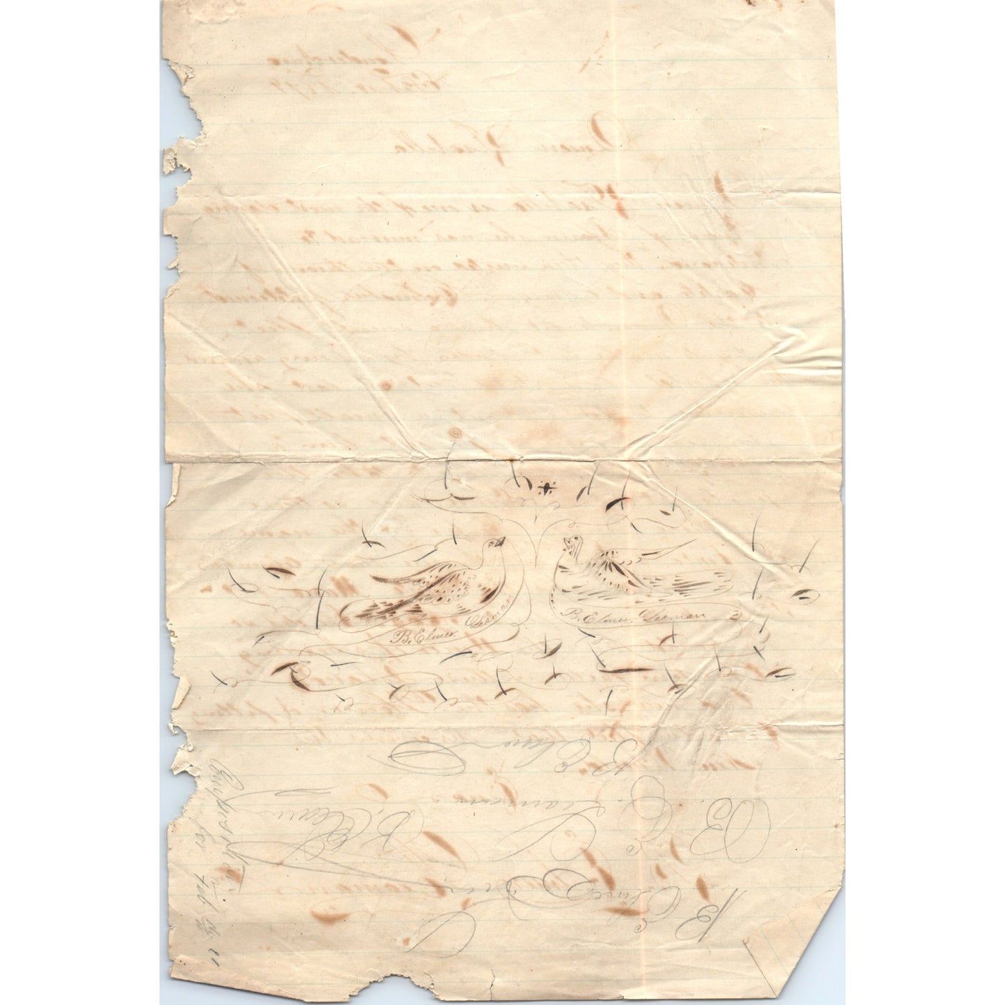 1879 Handwritten Letter - Possibly Schoolwork - Soudersburg B. Elmer Leaman D20