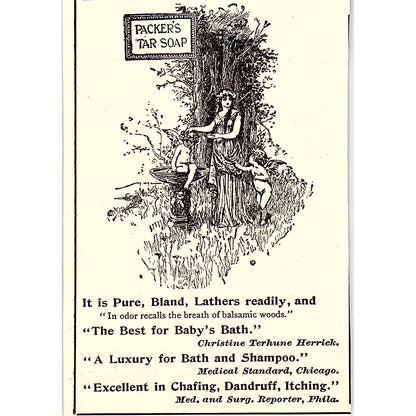 Packer's Tar Soap Woman With Cherubs Illustration 1892 Ad AG2-M9